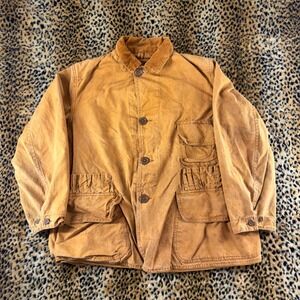 Vintage 1950s Field Master Sears Roebuck Canvas Hunting Jacket Brown Corduroy L